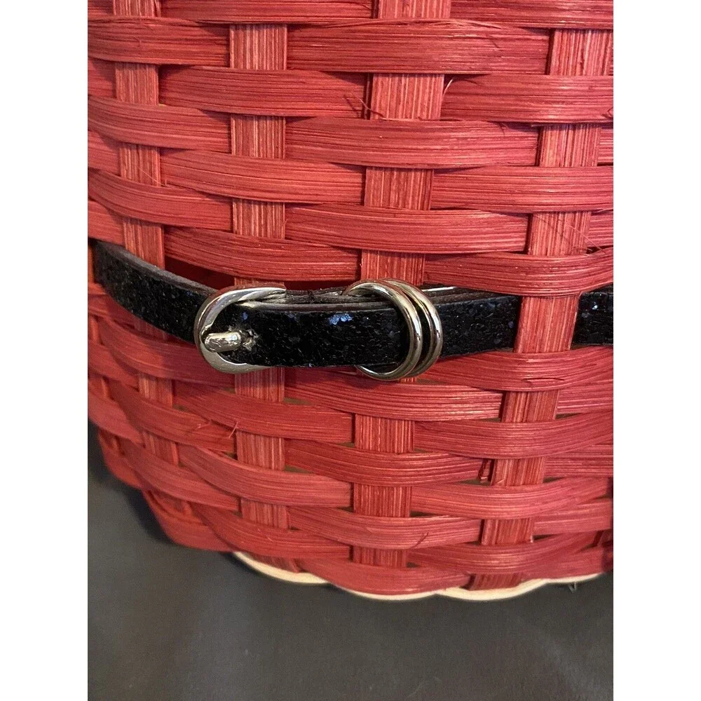 Handmade Christmas Basket Santa Claus Phyllis Schoenberg 6” With Handle Belt
